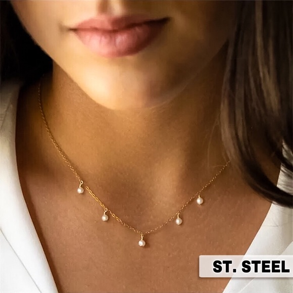 Jewelry - 🔵𝟲𝟱%𝗢𝗙𝗙 𝗯𝘂𝗻𝗱𝗹𝗲𝘀 𝟯+🔵 NEW Pearl Delicate Stainless Steel Necklace